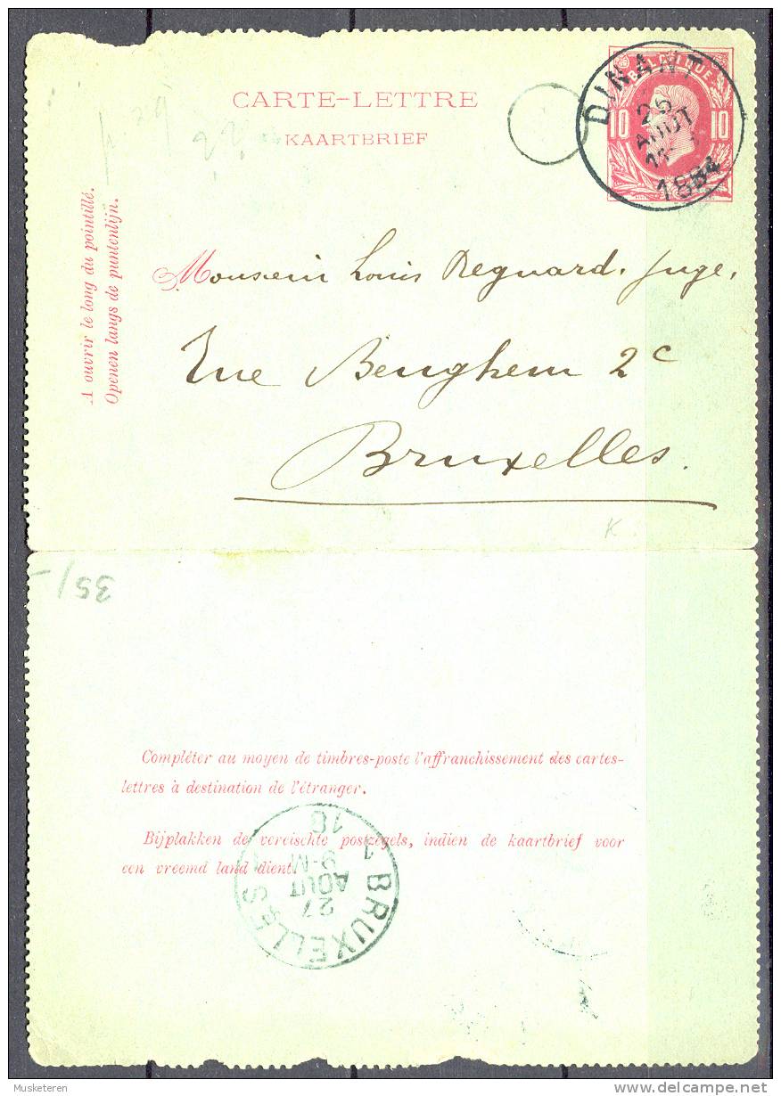 Belgium Postal Stationery Ganzsache Carte-Lettre Letter Card Deluxe DINANT Cancel 1884 To Bruxelles - Cartes-lettres