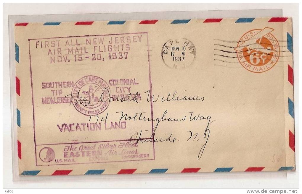 AEROGRAMME  MEETINGS  NEW-JERSEY  CAPE MAY 15/20 NOV.1937 - 1c. 1918-1940 Covers