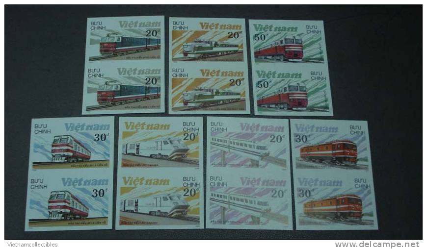 Pair Of Vietnam Viet Nam MNH Imperf Stamps : Train 1988 - Scott#1893-1899, CV$9 (Ms555) ### - Vietnam