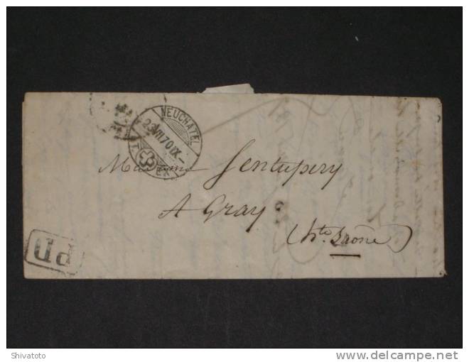 (204) Switzerland-old Stampless Cover To France-1870 - ...-1845 Préphilatélie