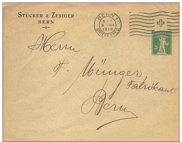 Switzerland; Private Postal Cover 1916 - Stamped Stationery