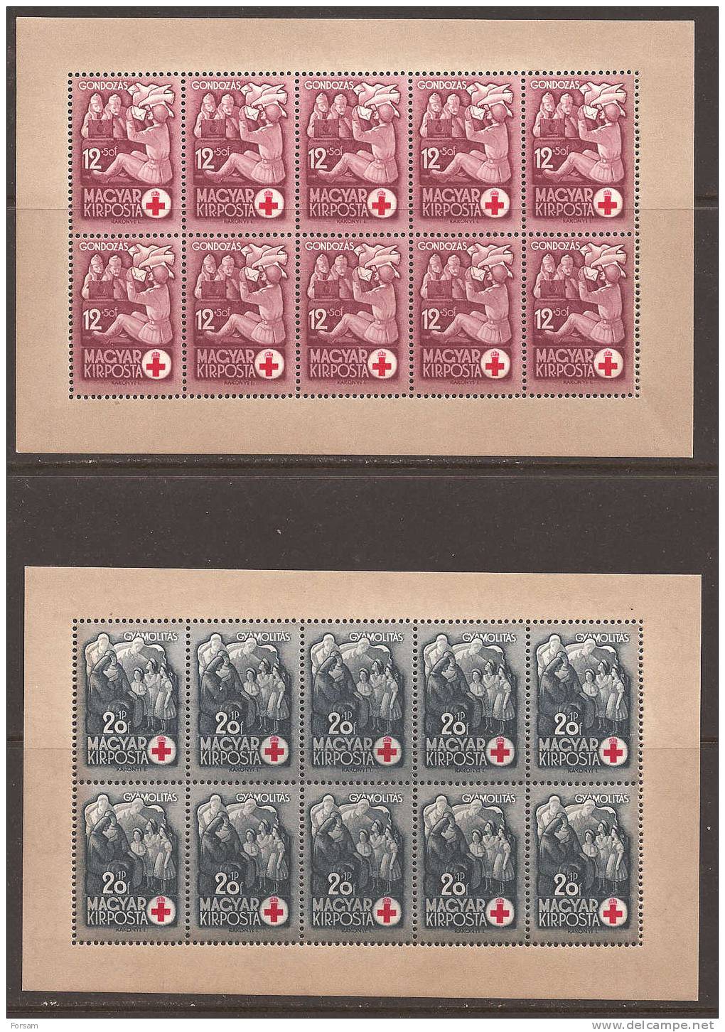 HUNGARY..1942..Michel # 691-694...MLH...Kleinboge Nsatz (4 Klb.)...MiCV -120 Euro. - Ongebruikt