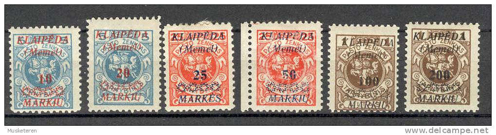 Lithuanian Besetzung Memel Kleipeda 1923 Mi. 135-40  Lithuanian Stamps Overprinted Set Of 6 MH* - Klaipeda 1923