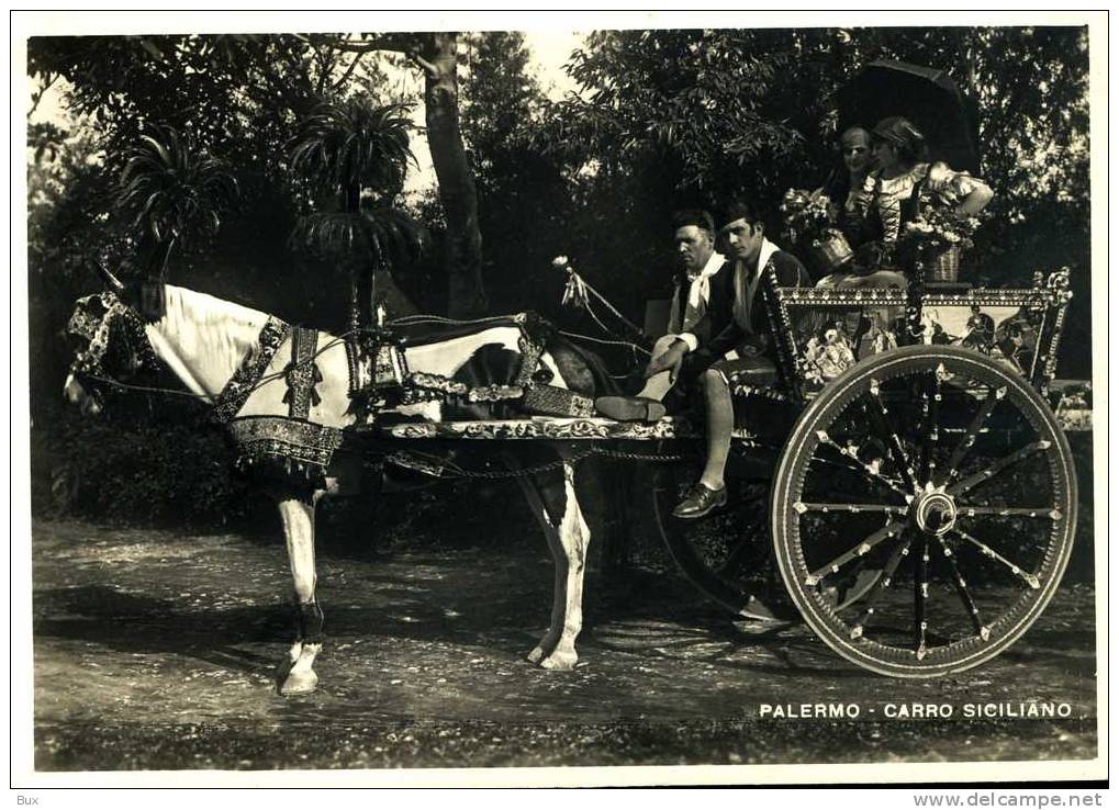 PALERMO  SICILIA CARRO SICILIANO ANNO 1942  COSTUME   NON  VIAGGIATA COME DA FOTO - Costumi