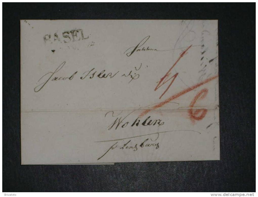 (820) Stampless Cover From Basel To Wohlen 1834 - ...-1845 Prefilatelia
