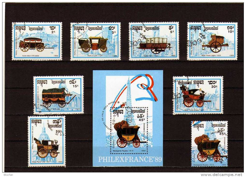Philexfrance Und Kutschen Kambodcha 1067/4 + Block 169 O 4€ - Diligences