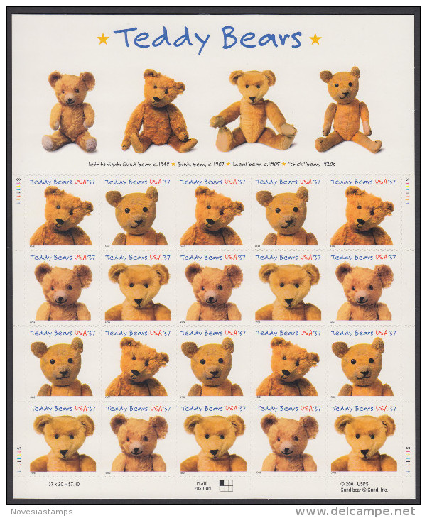 !a! USA Sc# 3653-3656 MNH SHEET(20) - Teddy Bears - Ganze Bögen