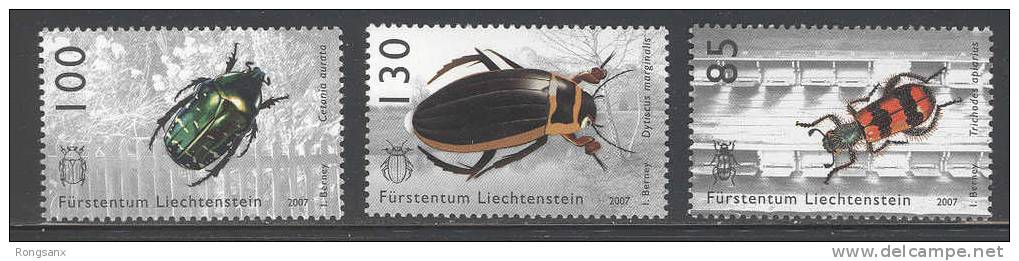 2007 LIECHTENSTEIN - BEETLES 3V - Unused Stamps