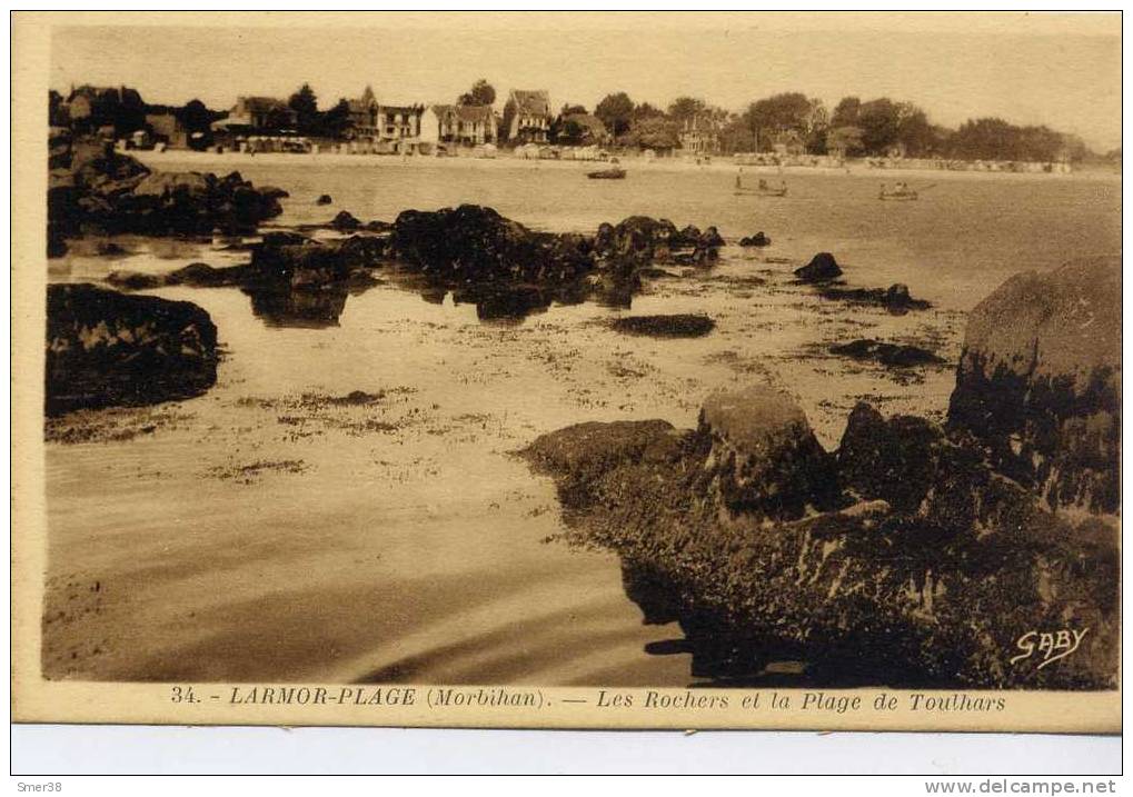 56- Larmor Plage - Les Rochers Et La Plage De Toulhars - Larmor-Plage