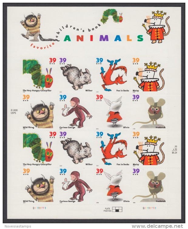 !a! USA Sc# 3987-3994 MNH SHEET(16) - Favorite Children's Book Illustrations - Ganze Bögen