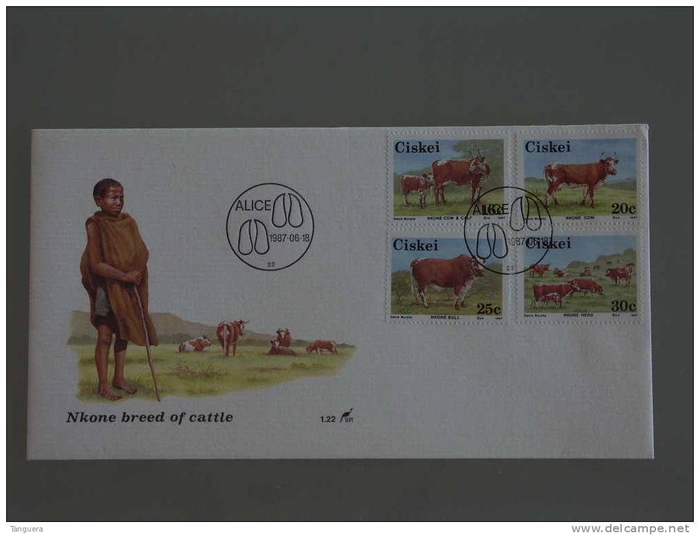 Ciskei FDC 1987 Koeien Vee Bétail De Race Nkome - Vaches