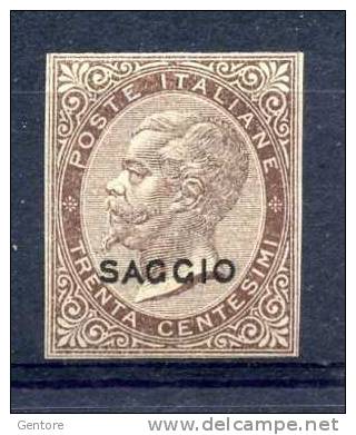 1863 ITALY    VE II 30 Cents Imperforated Overprinted SAGGIO  MINT Without Gum - Mint/hinged