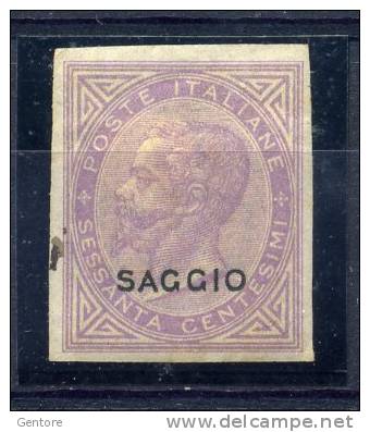 1863 ITALY    Vitt. Ema. II  60 Cents Imperforated Overprinted SAGGIO  MINT HINGED - Neufs