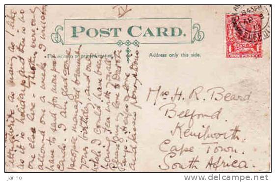 Angleterre, Suffolk 1913, Postcard From Suffolk To South Africa - Autres & Non Classés