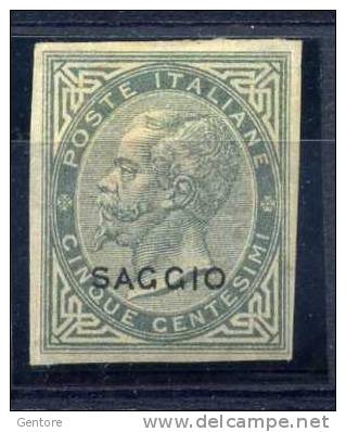 1863 ITALY    Vitt. Ema. II  5 Cents Imperforated Overprinted SAGGIO  MINT HINGED - Ungebraucht