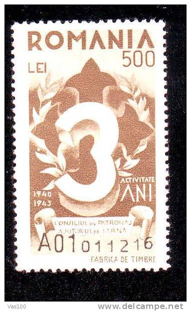 Romania  OLD Fiscaux Revenue  Stamp 1943 "CONSILIUL DE PATRONAJ" 500 LEI,MNH,serie A01 Rar RRR. - Fiscale Zegels