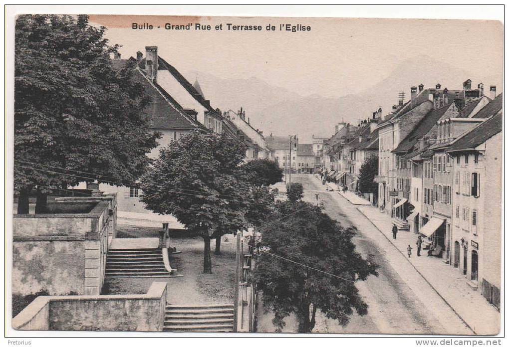 *** FRIBOURG / BULLE - GRAND'RUE ET TERRASSE DE L'EGLISE *** - Bulle