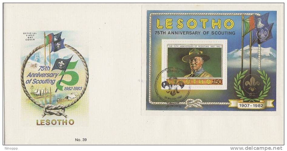 Lesotho-1982 75th Anniversary Of Scouting Miniature Sheet FDC - Other & Unclassified