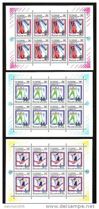 Russia 1992, Mi 220-222, Winter Olympics Albertville, Mini Sheets - MNH ** - Hojas Completas