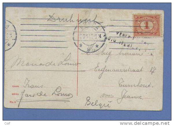 Kaart Van BREDA  (NL)  16 IX 1914 Naar Turnhout + Griffe VERIFIE PAR L´ AUTORITE MILITAIRE - Zona Non Occupata