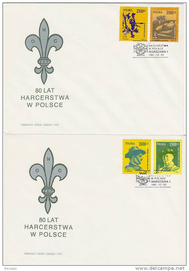 Poland-1991 Scout 80th Anniversary  Set 2 FDCs - Other & Unclassified