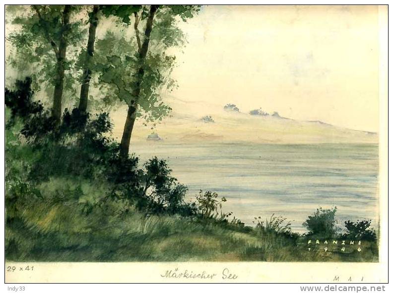 - MÄRKISCHER SEE . AQUARELLE TITREE SIGNEE ET DATEE 1946 - Aquarelles