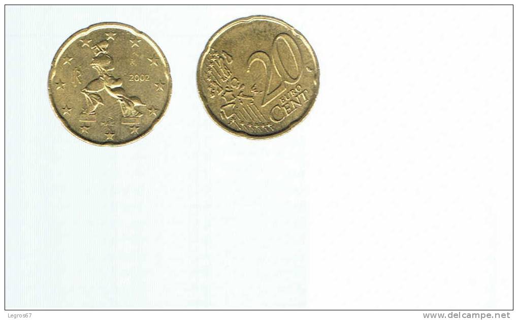 PIECE 20 CT EURO ITALIE 2002 - Italy