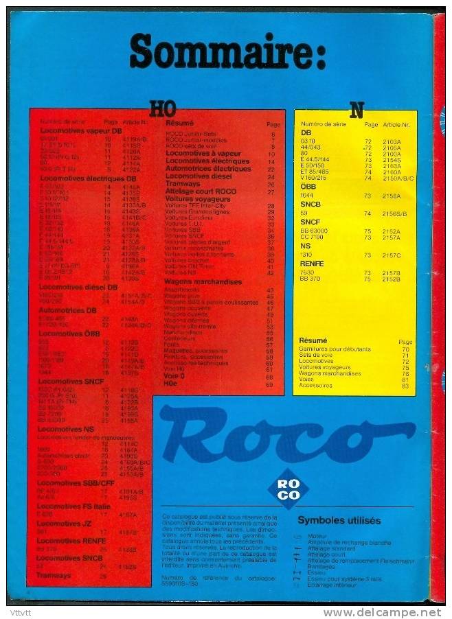 ROCO HO, O, HOe, N : Catalogue 1980-1981, 83 Pages, Locomotives, Tramways, Wagons, Attelages, Voitures, Voie O... - French