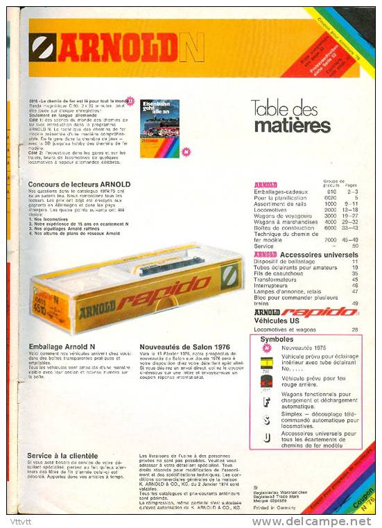 ARNOLD N : Catalogue 1975-1976, 50 Pages, Rails, Locomotives, Wagons, Boites, Accessoires, Décors... - French