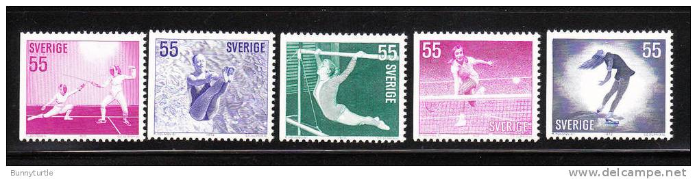 Sweden 1972 Sports Women Athletes Fencing Diving Tennis Figure Skating MNH - Unused Stamps