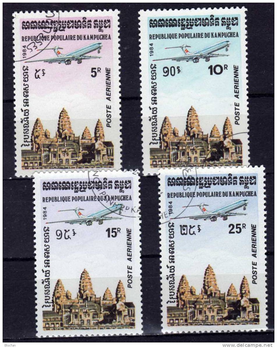 Flugzeug Tempel Angkor 1984 Kambodscha 546/9 Plus ZD-Paar 150€ Architectur Air Mail Set From Cambodge - Cambodge