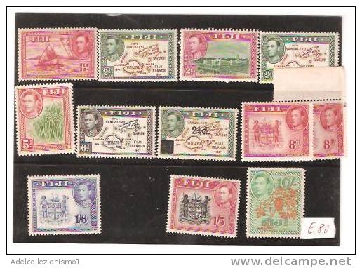 28162) Serie Completa Francobolli Isole Fiji -SERIE CORRENTE GIORGIO VI- MLH* - Fidji (1970-...)