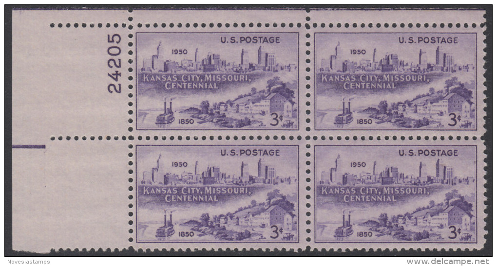 !a! USA Sc# 0994 MNH PLATEBLOCK (UL/24205) - Kansas City, Missouri - Ongebruikt