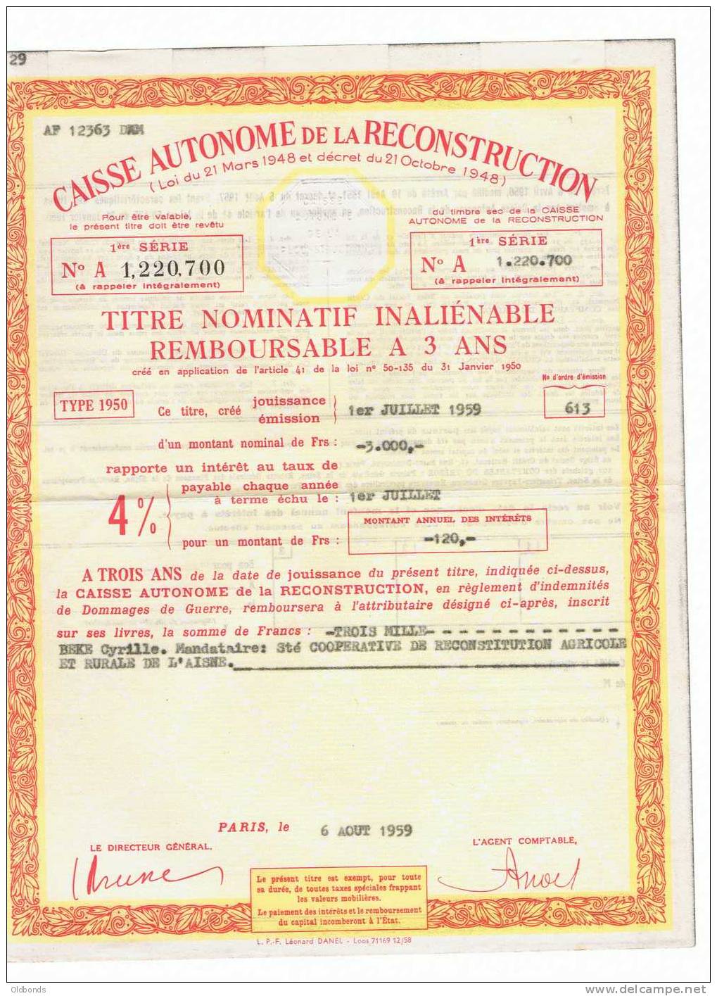 CAISSE AUTONOME DE LA RECONSTRUCTION - Bank & Insurance