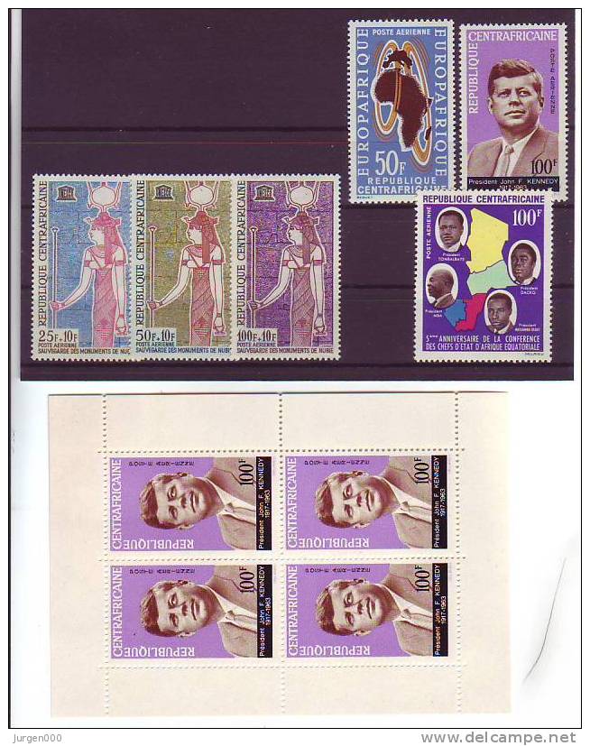 Nr 46, 53/55, 58, 63, BL3 **, Michel = 20 Euro (Z22423) - Centrafricaine (République)