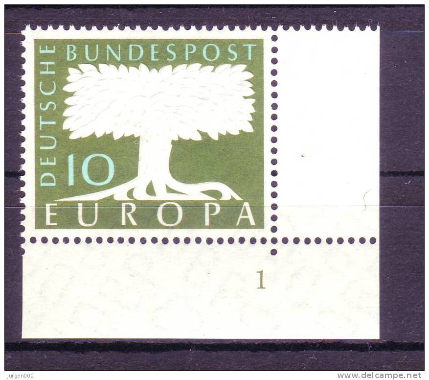 Duitsland-Bund, Nr 294 ** Bogenecke, Plaatnummer 1 (Z22515) - 1957