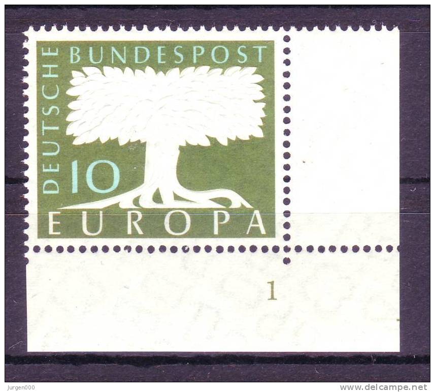 Duitsland-Bund, Nr 294 ** Bogenecke, Plaatnummer 1 (Z22516) - 1957