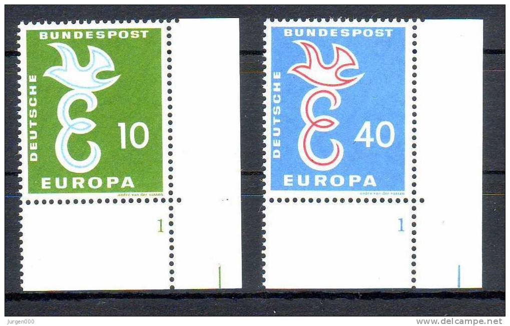 Duitsland-Bund, Nr 295/296 ** Plaatnummer 1 (Z22528) - 1958