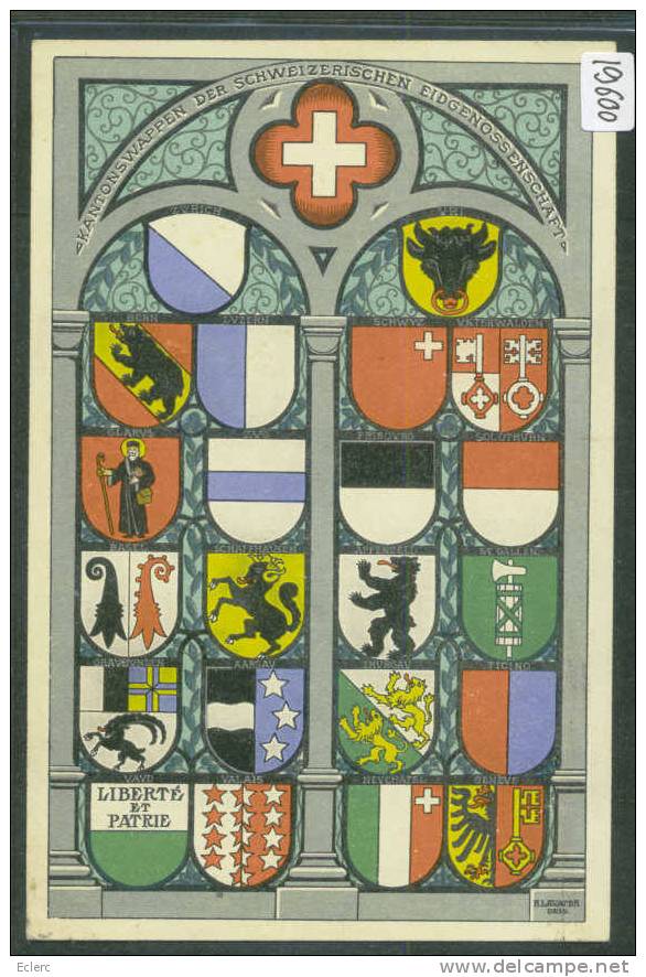 CARTE PATRIOTIQUE - ARMOIRIES DES CANTONS SUISSES - TB - St. Anton