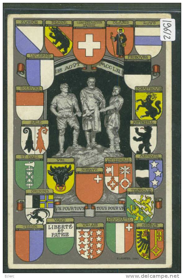 CARTE PATRIOTIQUE - ARMOIRIES DES CANTONS SUISSES - TB - St. Anton