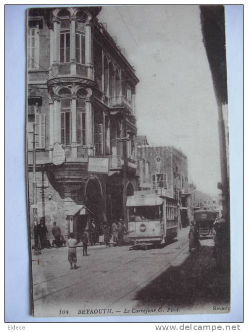 104 Beyrouth Le Carrefour G. Picot Tramway , Tram Edit Angelil Leger Pli Coin Sup Gauche - Liban