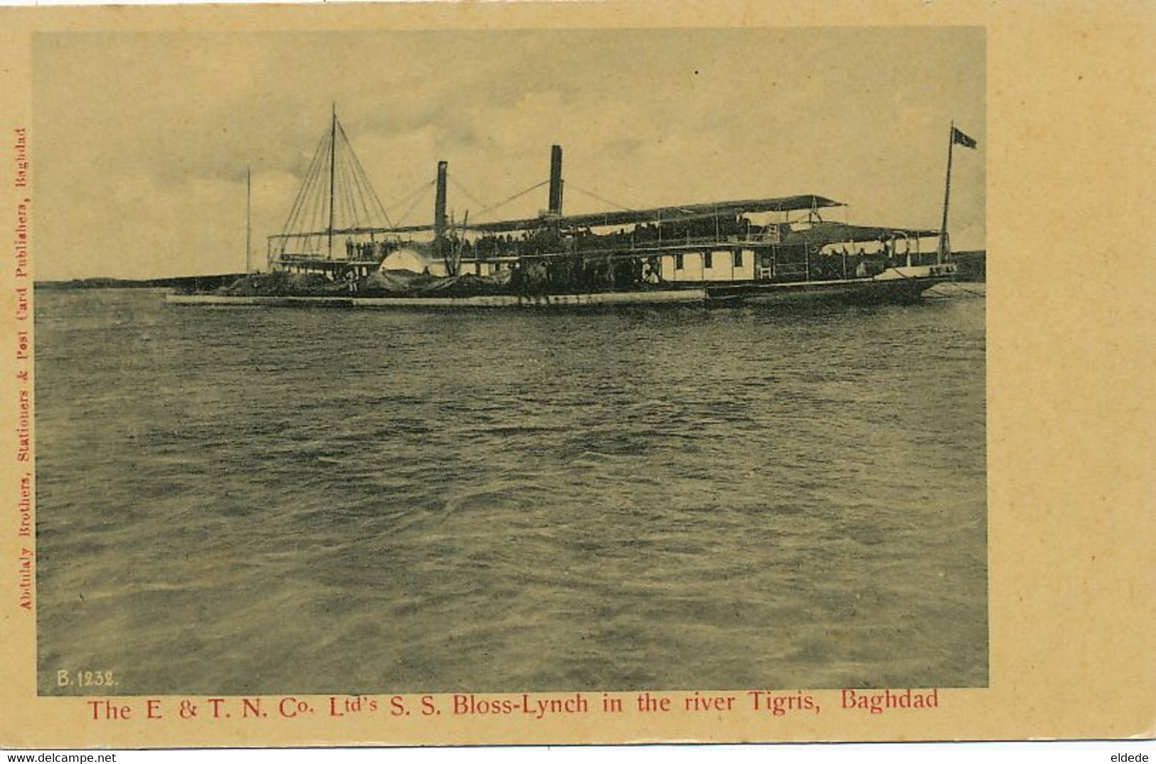 The E. And T.N. Co Ltd S.S. Bloss-Lynch In The River Tigris Baghdad Paddle Boat Bat. Aube - Iraq