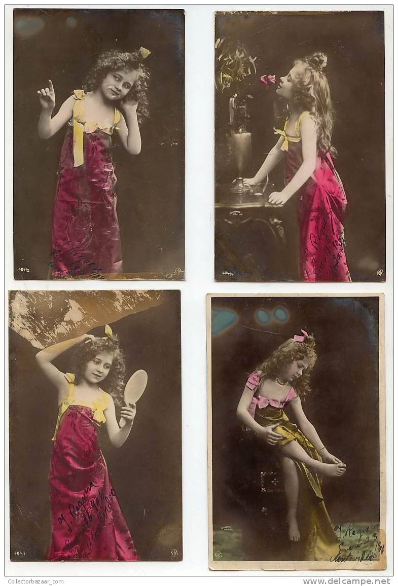 5 VINTAGE 1905 POSTCARD AK CPA With GIRL POSSING AS LADY SKOWRANEK PHOTO BERLIN - Otros & Sin Clasificación