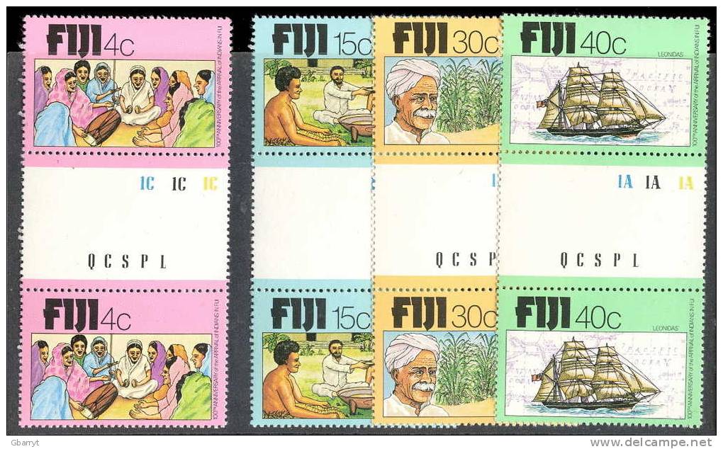 Fiji Scott # 401 - 404 MNH VF Gutter Pairs. 100th Ann. Arrival East Indians To Fiji....................C33 - Fidji (1970-...)