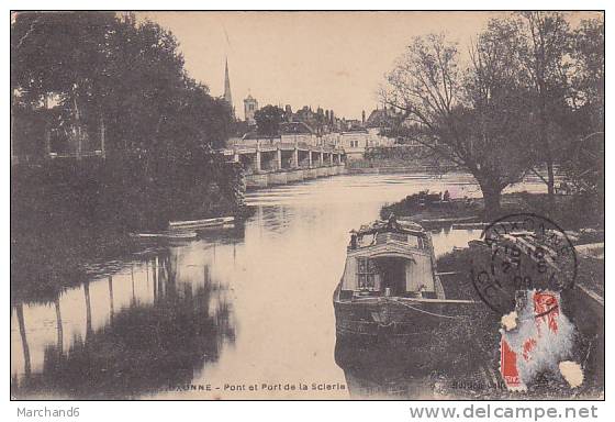 COTE D OR.AUXONNE.PONT ET PORT DE LA SCIERIE  Cp Timbre Partie état  ...PENICHE ET CANAUX - Auxonne