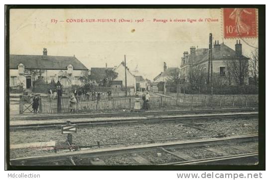 61 CONDE SUR HUISNE 1905 - Passage à Niveau Ligne De L'ouest - Autres & Non Classés