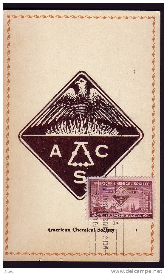 Carte-Maximum ETATS UNIS, N°Yvert 553 (American Chemical Society) Obl  Flamme   1952 - Cartes-Maximum (CM)