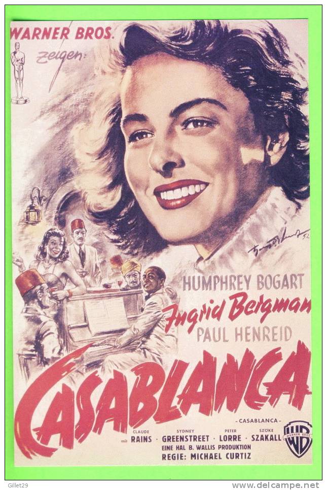 AFFICHE DE CINÉMA - CASABLANCA - HUMPHREY BOGART - INGRID BERGMAN - PAUL HENREID - - Affiches Sur Carte