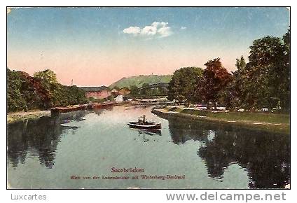 SAARBRÜCKEN . BLICK VON DER LUISENBRÜCKE MIT WINTERBERG-DENKMAL.. - Saarbruecken