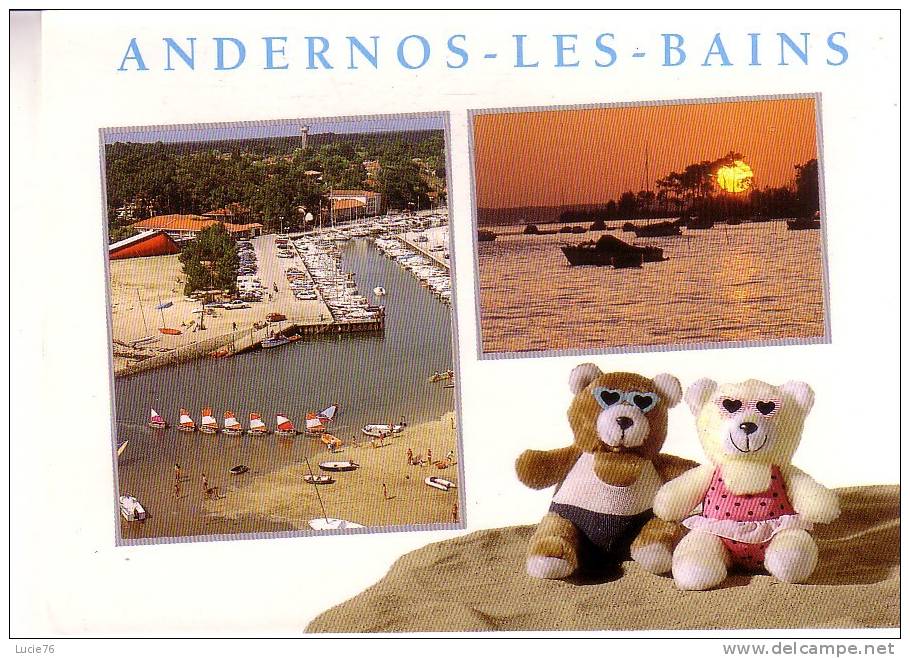 ANDERNOS LES BAINS  -  2 Vues Et  NOUNOURS Sur Le Sable   N°  90 - Andernos-les-Bains